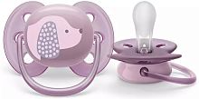 Avent Пустышка Ultra soft силиконовая, 6-18 месяцев / цвет собачка-сиреневый