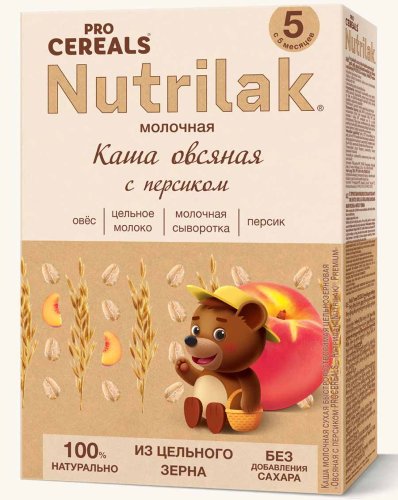 Nutrilak Premium Procereals Молочная овсяная каша с персиком, с 5 месяцев, 200 г